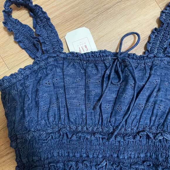 Gap X Doen Eyelet Denim Midi Dress NWT - Picture 6 of 6